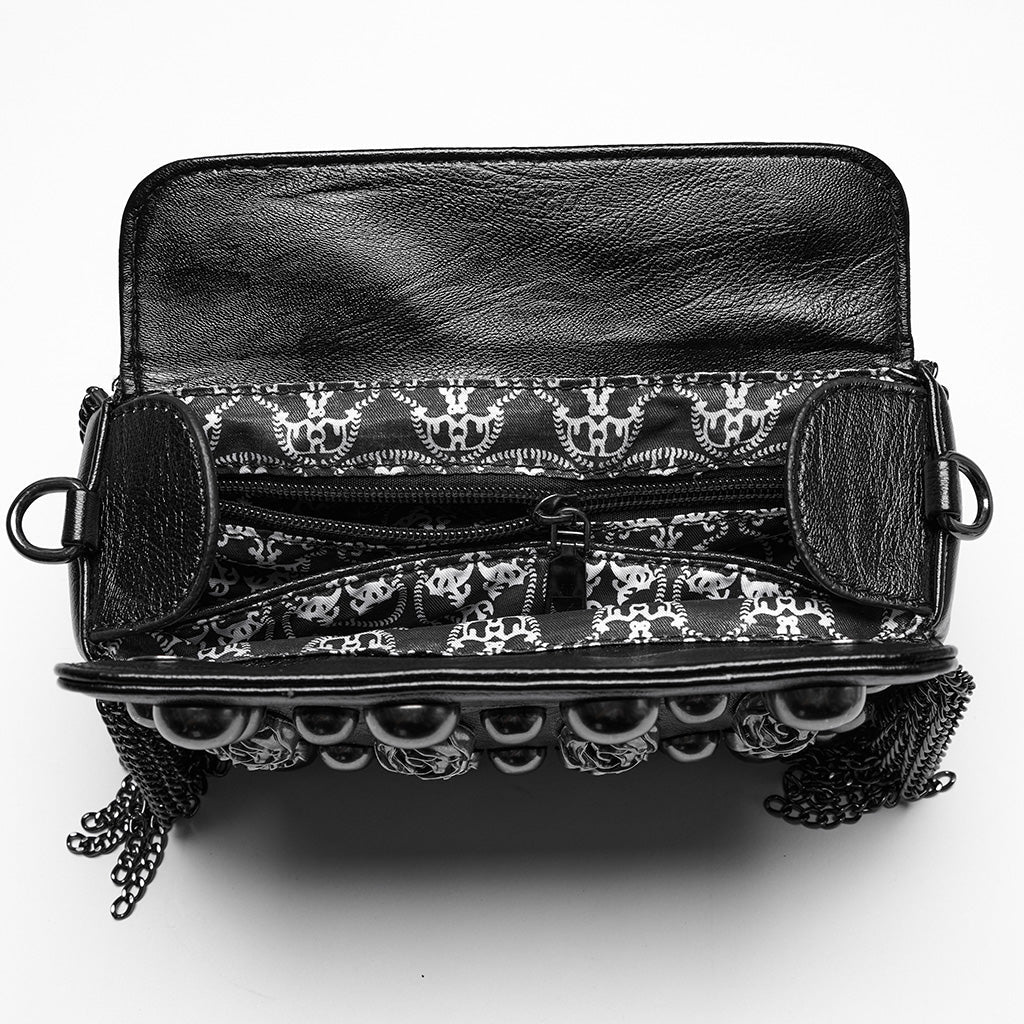OS-756BBF Gothic Accessories Studded Chain Crossbody Bag Edgy Design