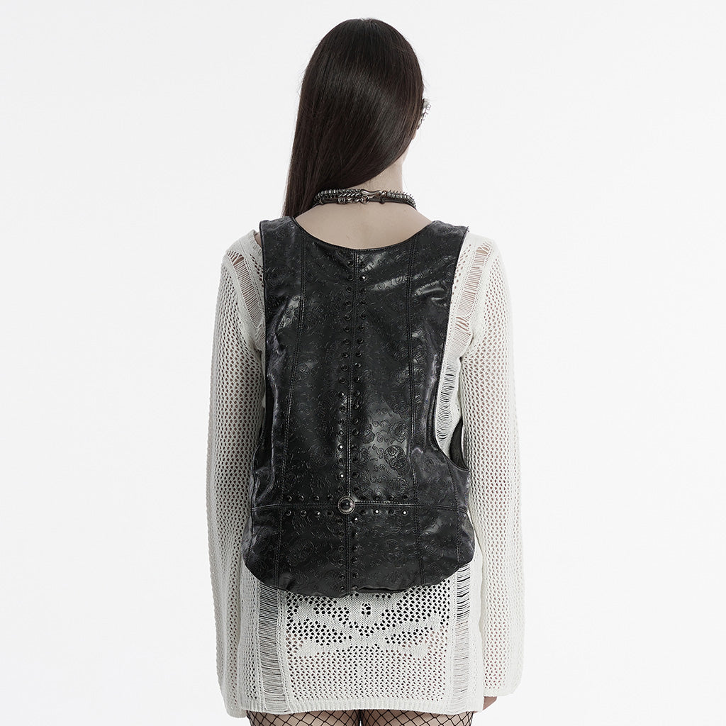 OS-758BB Gothic Accessories Leather Harness Vest Steampunk Waistcoat Unique Design