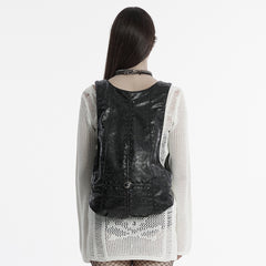 OS-758BB Gothic Accessories Leather Harness Vest Steampunk Waistcoat Unique Design