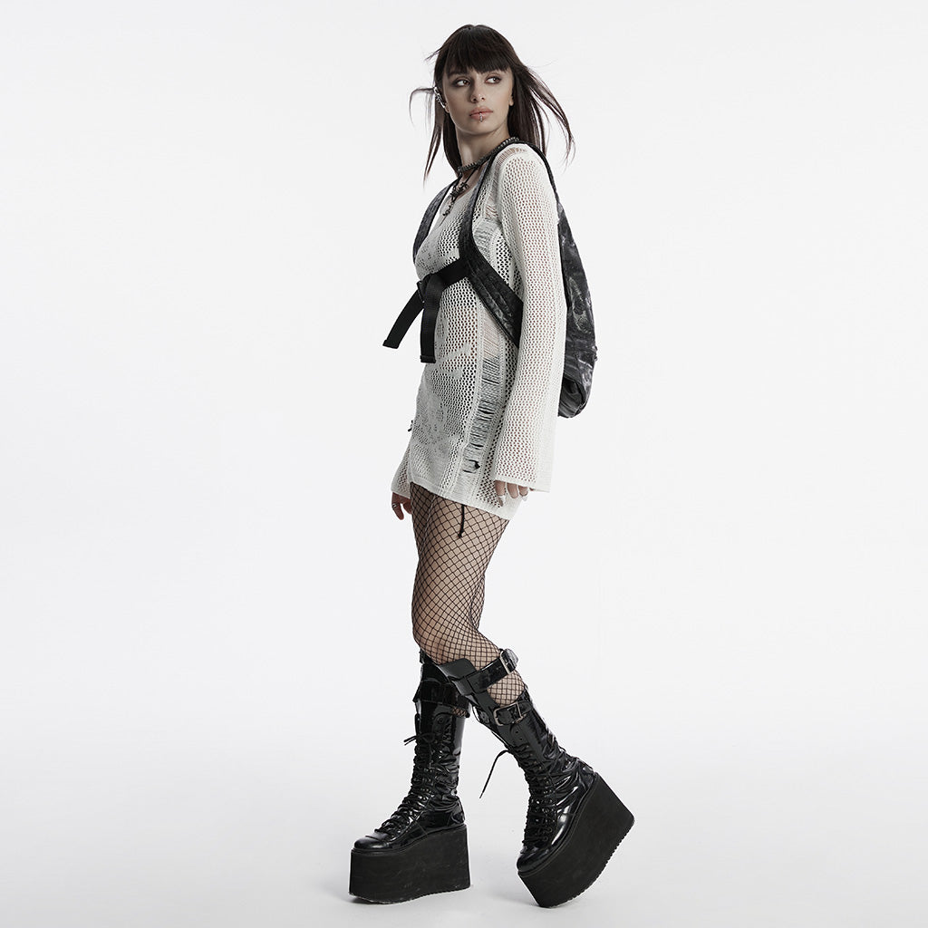 OS-758BB Gothic Accessories Leather Harness Vest Steampunk Waistcoat Unique Design