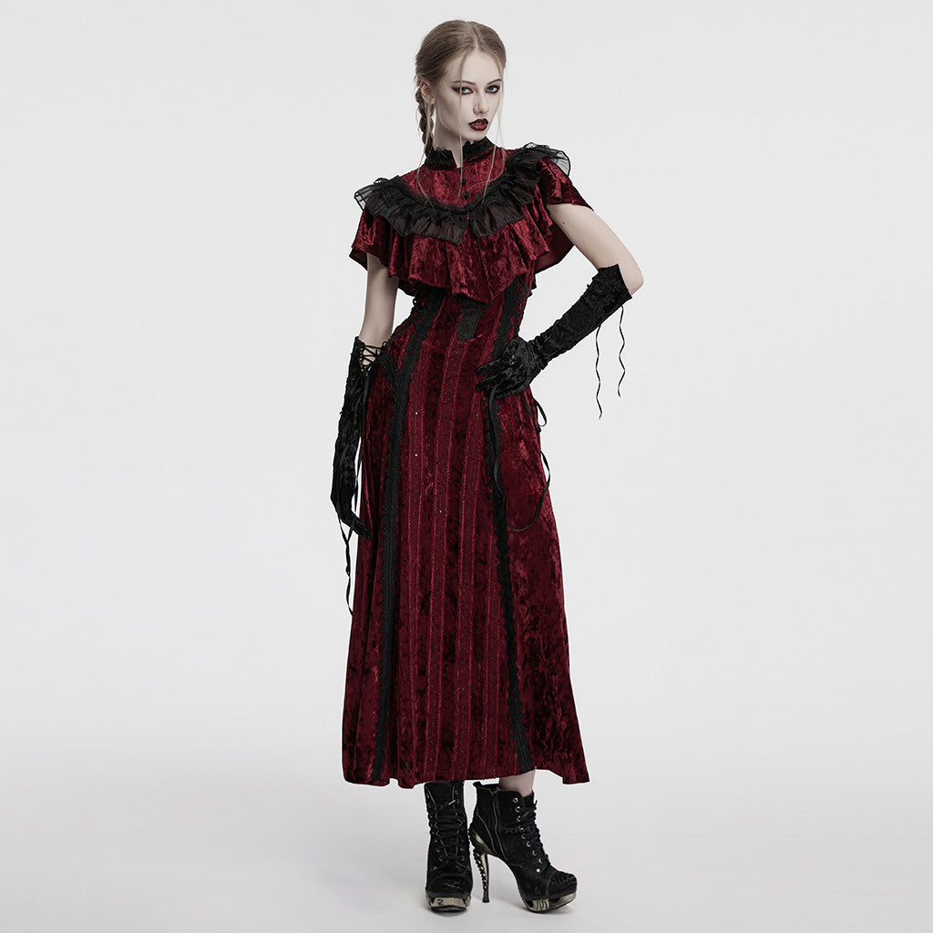 OS-763SSF Velvet Gothic Accessories Embroidered Elbow-Length Gloves