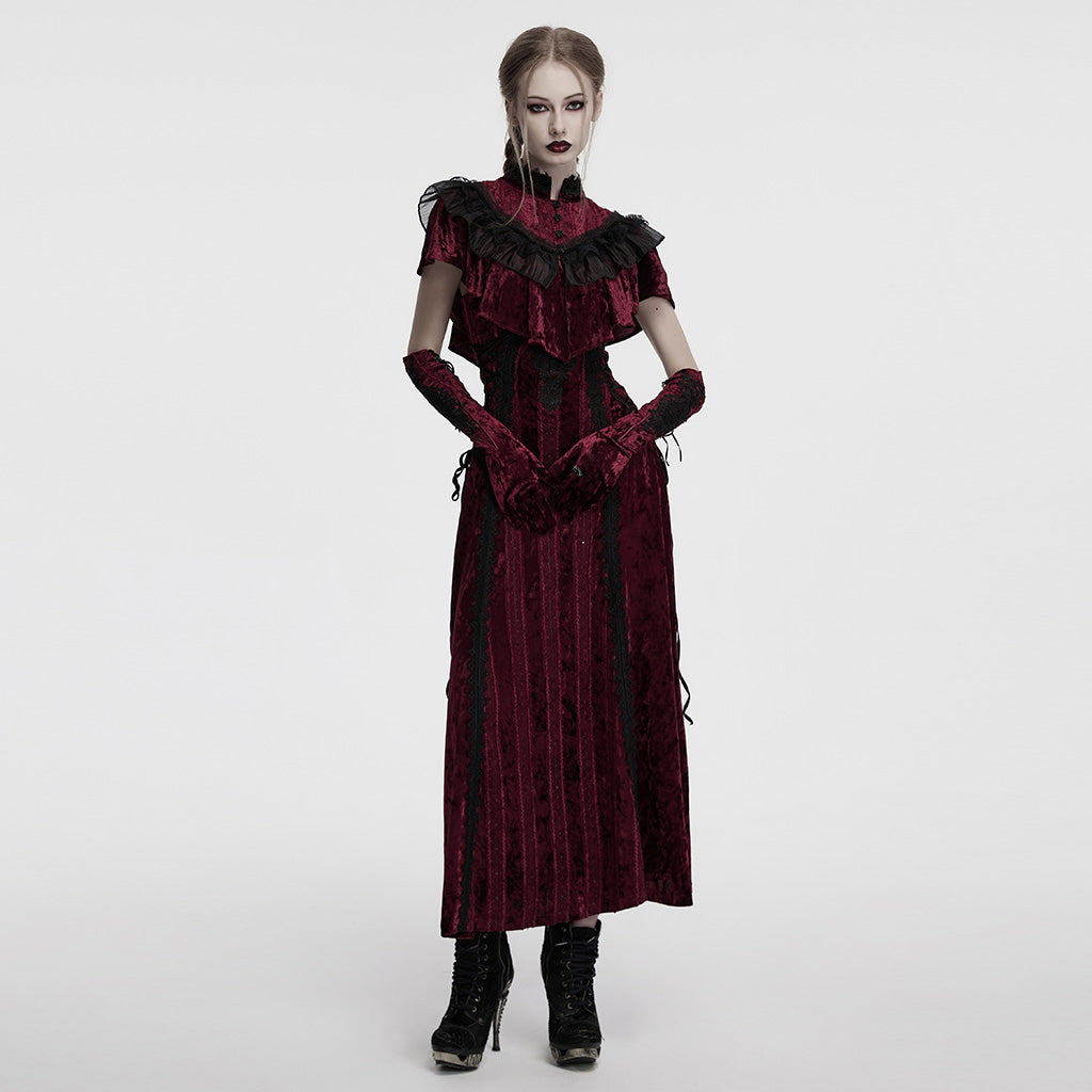OS-763SSF Velvet Gothic Accessories Embroidered Elbow-Length Gloves