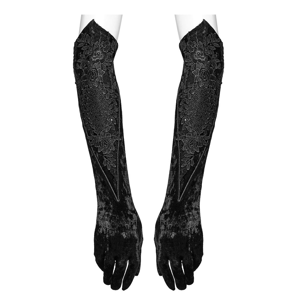 OS-763SSF Velvet Gothic Accessories Embroidered Elbow-Length Gloves