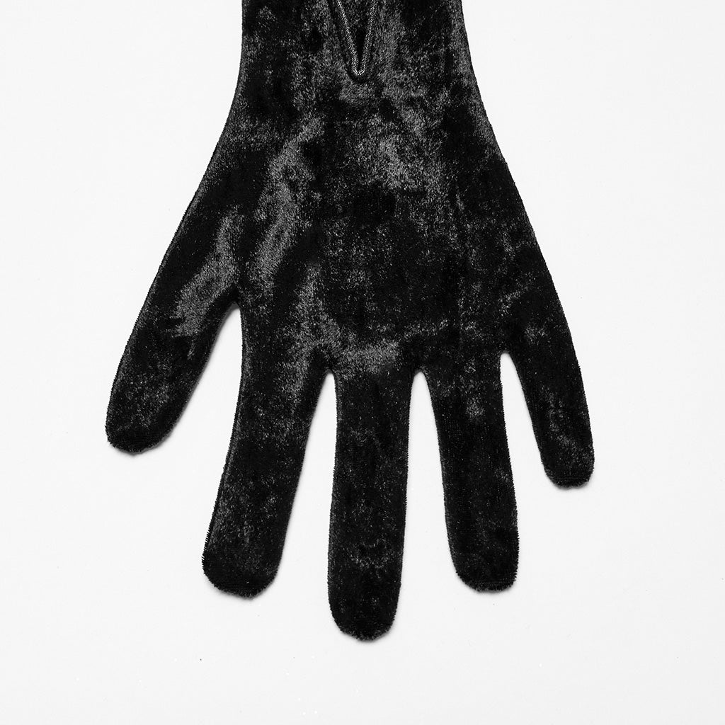 OS-763SSF Velvet Gothic Accessories Embroidered Elbow-Length Gloves