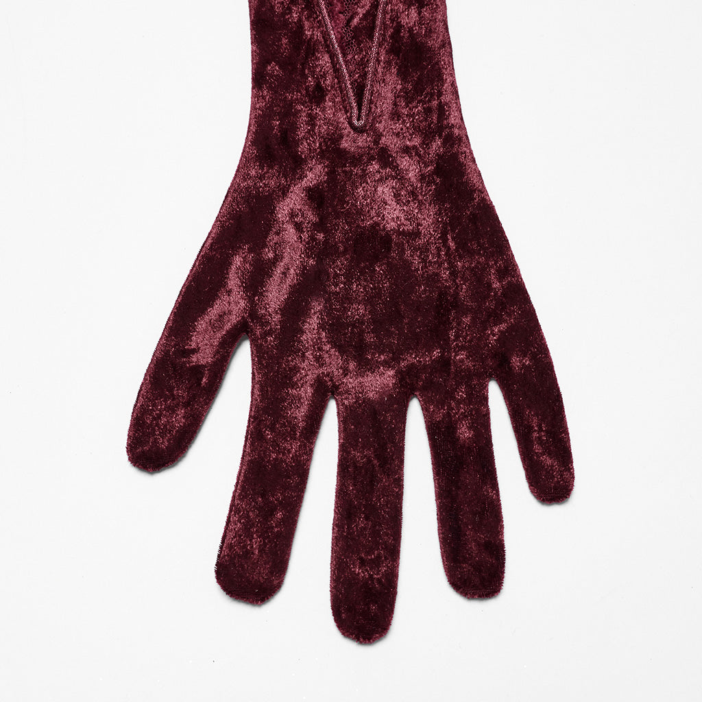OS-763SSF Velvet Gothic Accessories Embroidered Elbow-Length Gloves