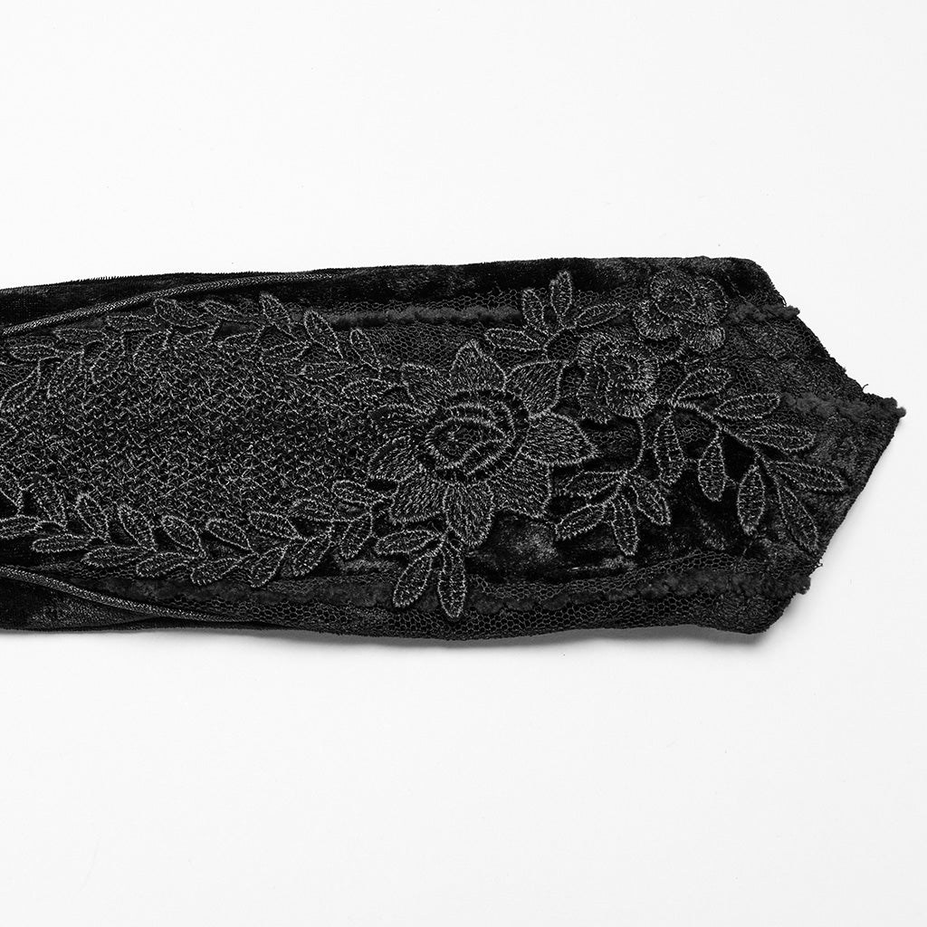 OS-763SSF Velvet Gothic Accessories Embroidered Elbow-Length Gloves