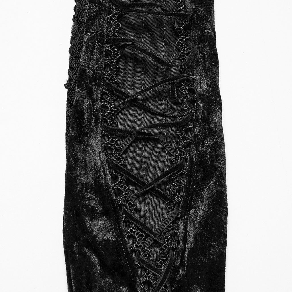 OS-763SSF Velvet Gothic Accessories Embroidered Elbow-Length Gloves