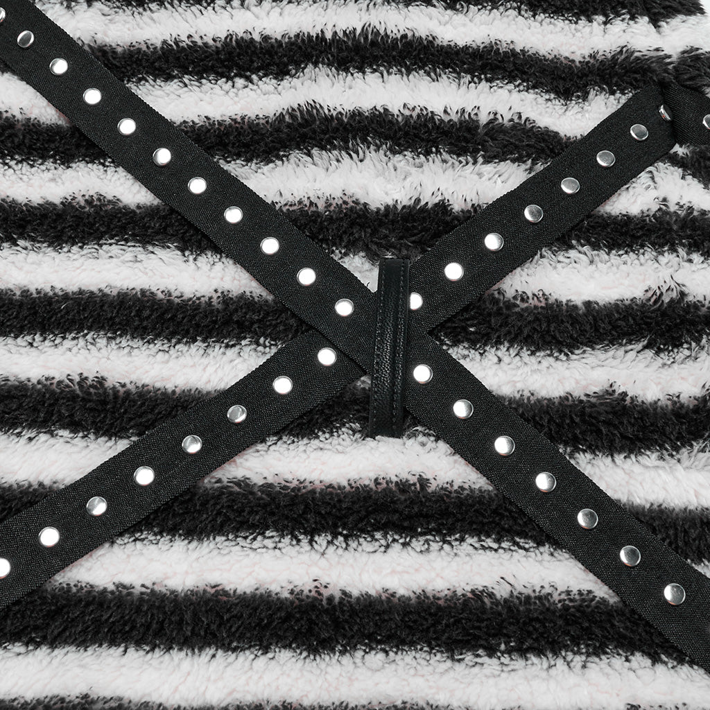 OS-769JTF Striped Faux Fur Leg Warmers Punk Accessories with Buckle Straps
