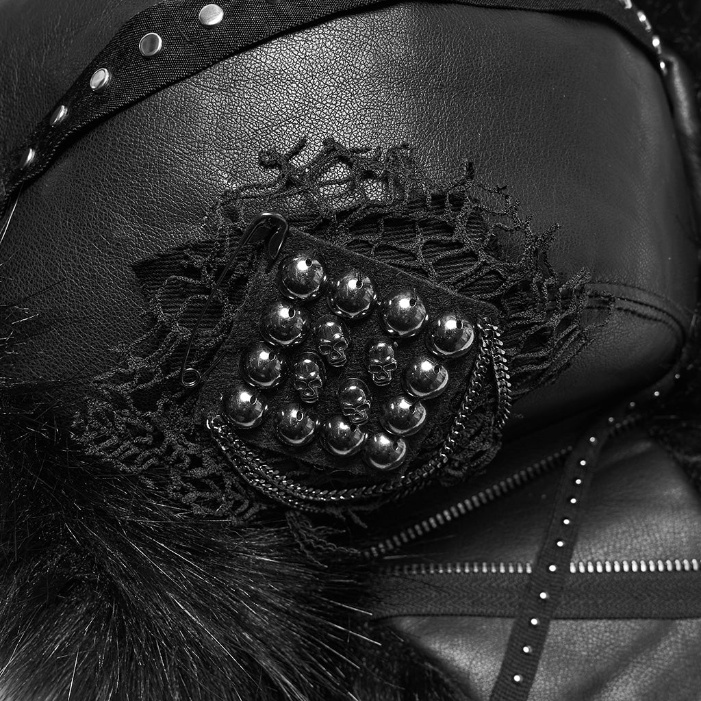 OS-817MZF Gothic Black Faux Fur Hat Punk Accessories Essential