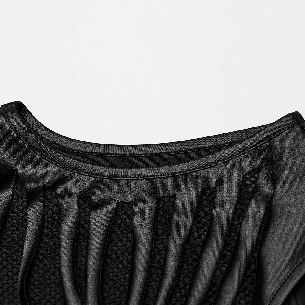 OT-846BXF Edgy Mesh Cutout Punk Shirts Gothic Sleeveless Top