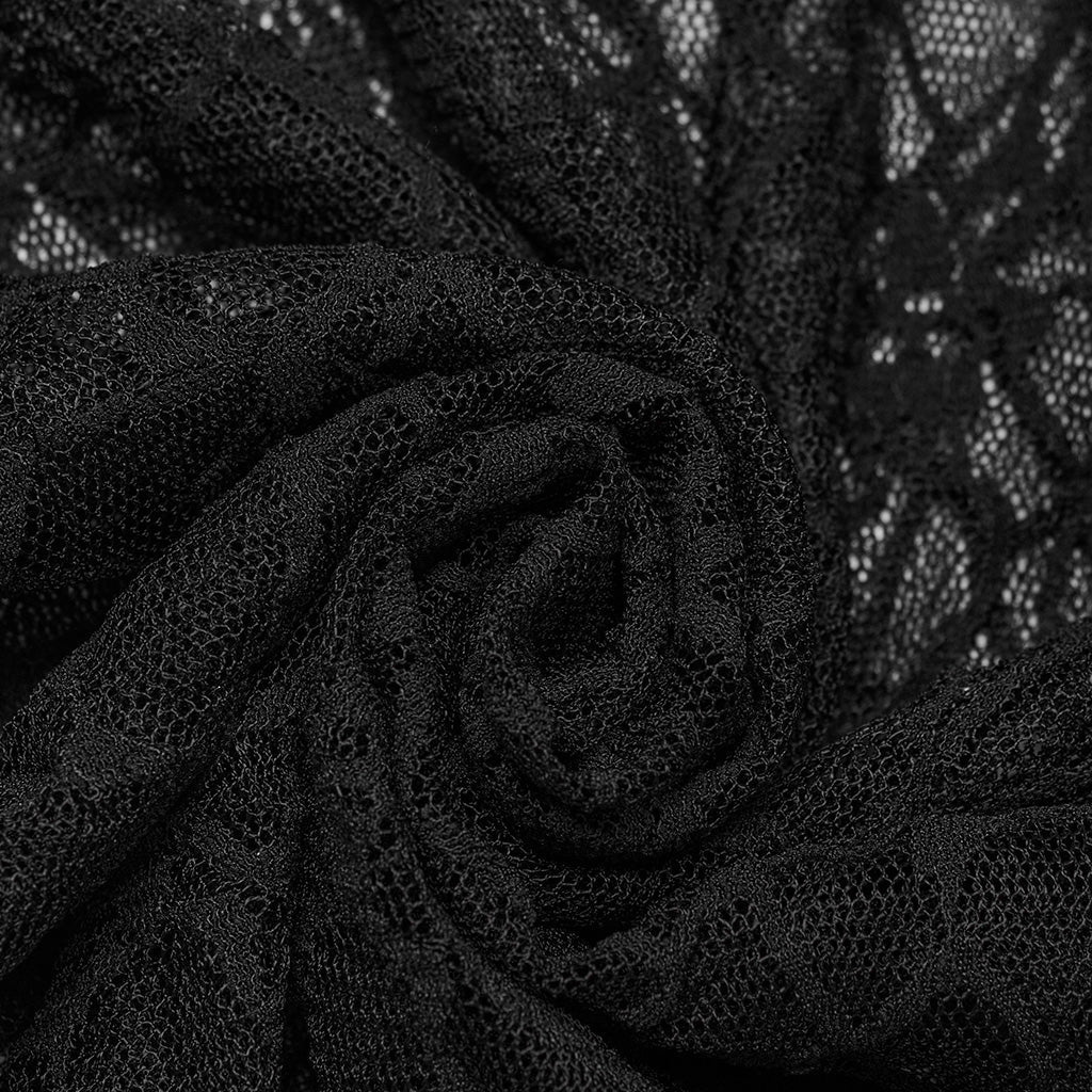 OT-864TDF Elegant Mesh Lace Punk T-Shirts with Gothic Floral Pattern