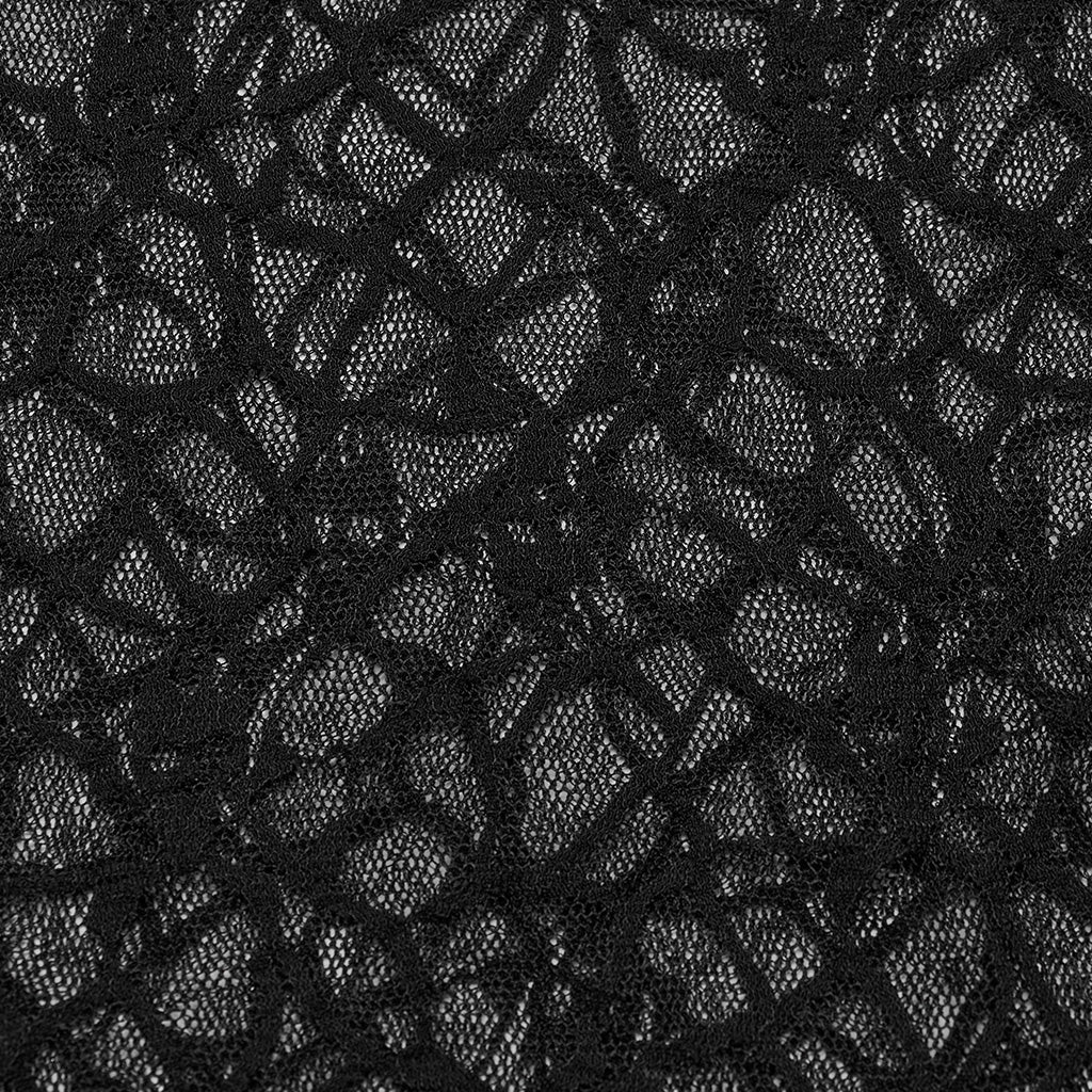OT-864TDF Elegant Mesh Lace Punk T-Shirts with Gothic Floral Pattern