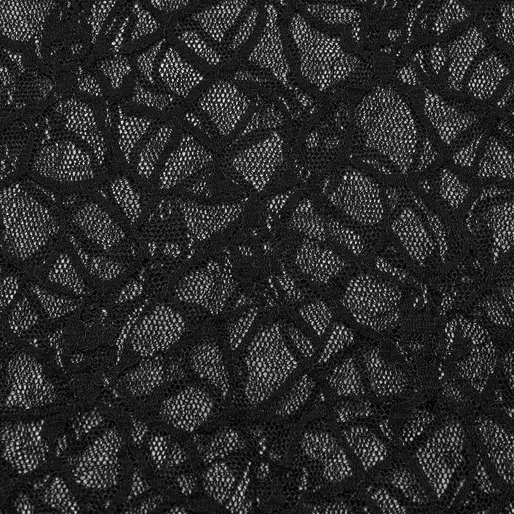 OT-864TDF Elegant Mesh Lace Punk T-Shirts with Gothic Floral Pattern