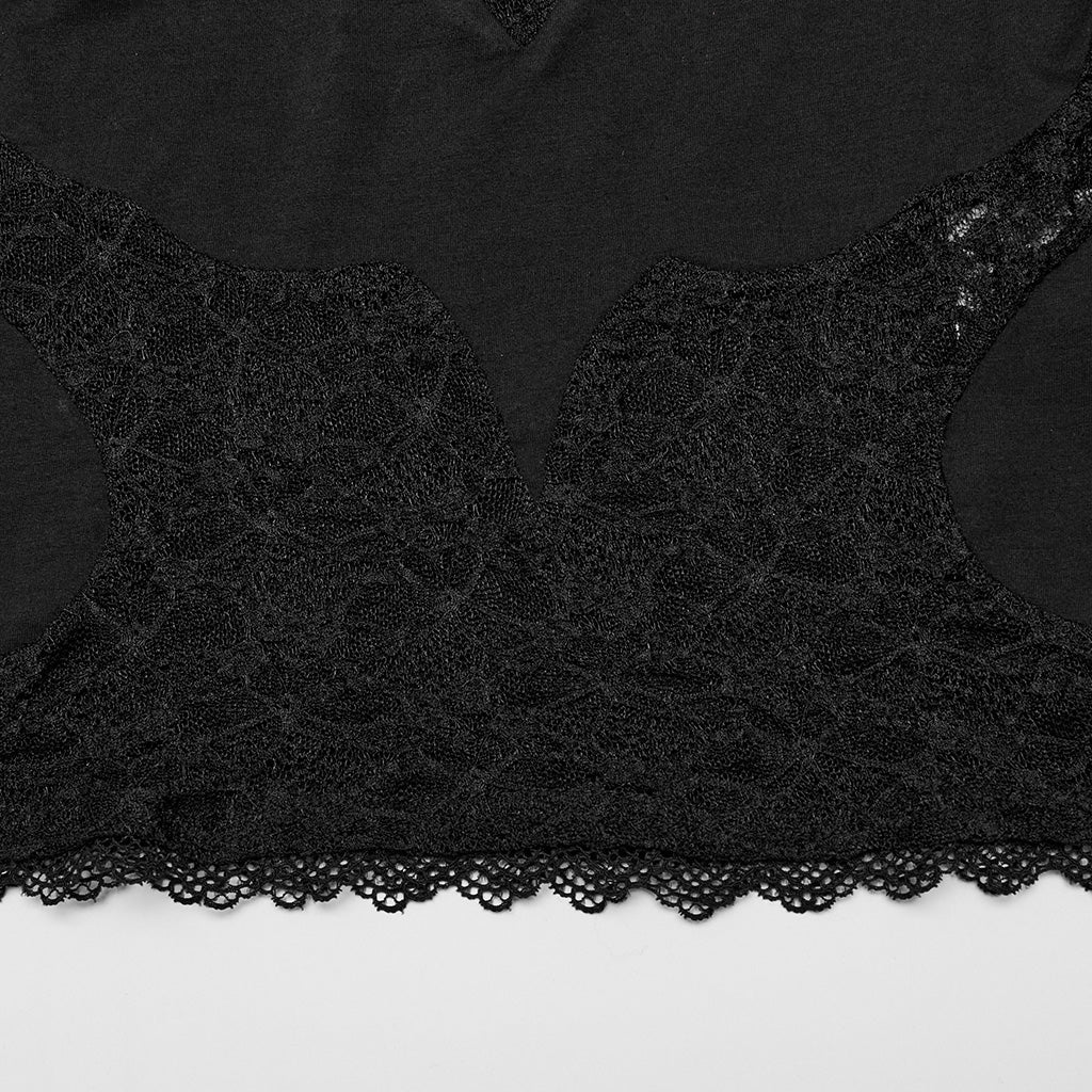 OT-874TDF Gothic Shirts Off-Shoulder Lace Patchwork Cropped Top Elegant
