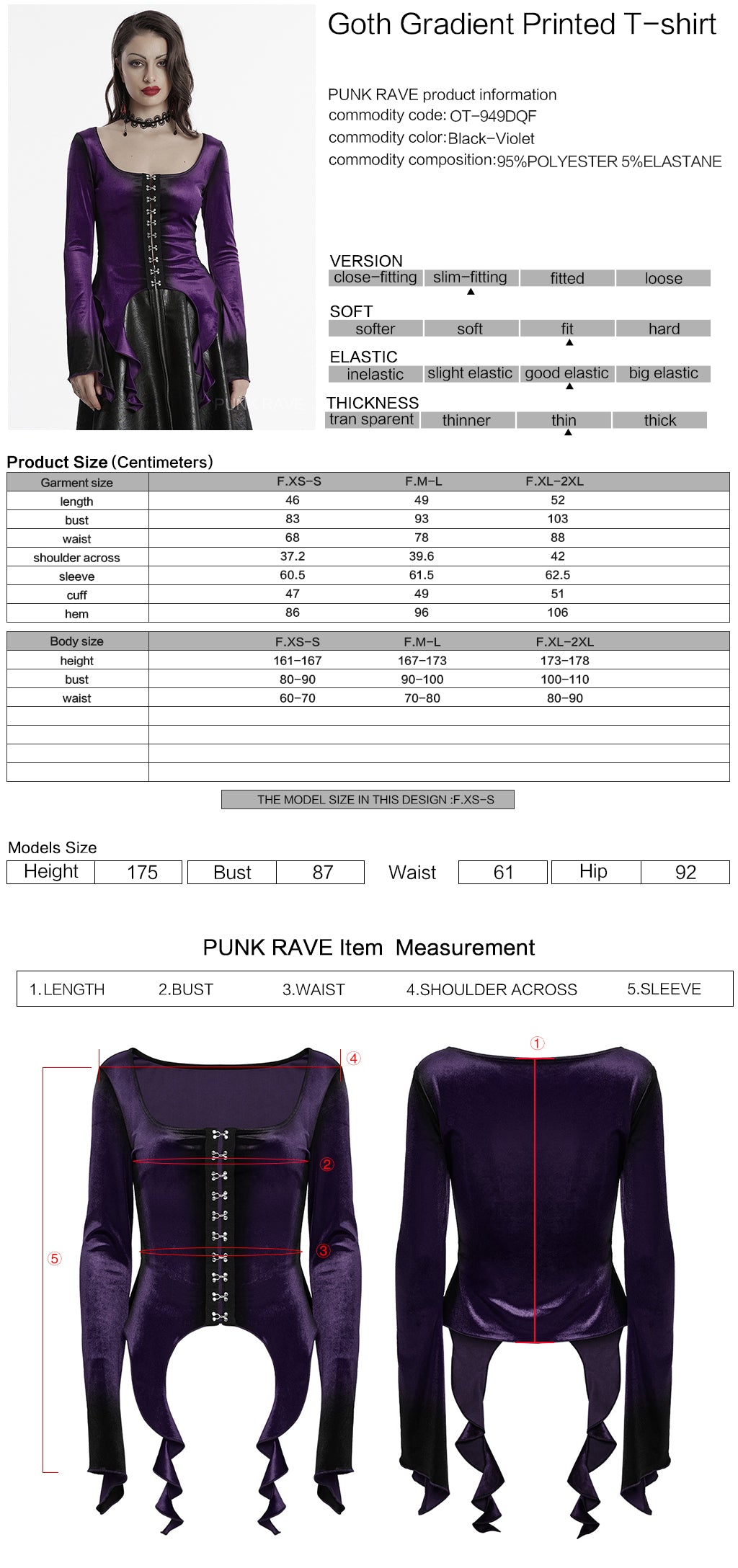 OT-949DQF Velvet Gothic Shirts Green Corset Style Long Sleeve Blouse