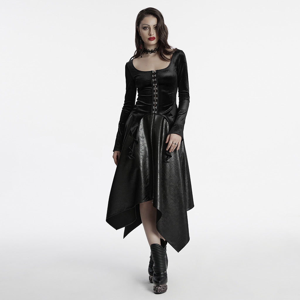 OT-949DQF Velvet Gothic Shirts Green Corset Style Long Sleeve Blouse