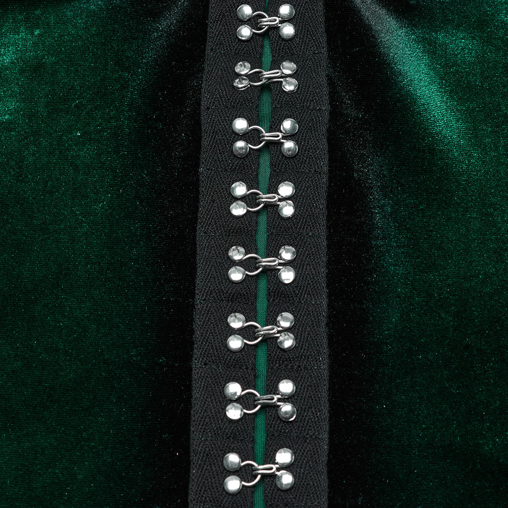 OT-949DQF Velvet Gothic Shirts Green Corset Style Long Sleeve Blouse