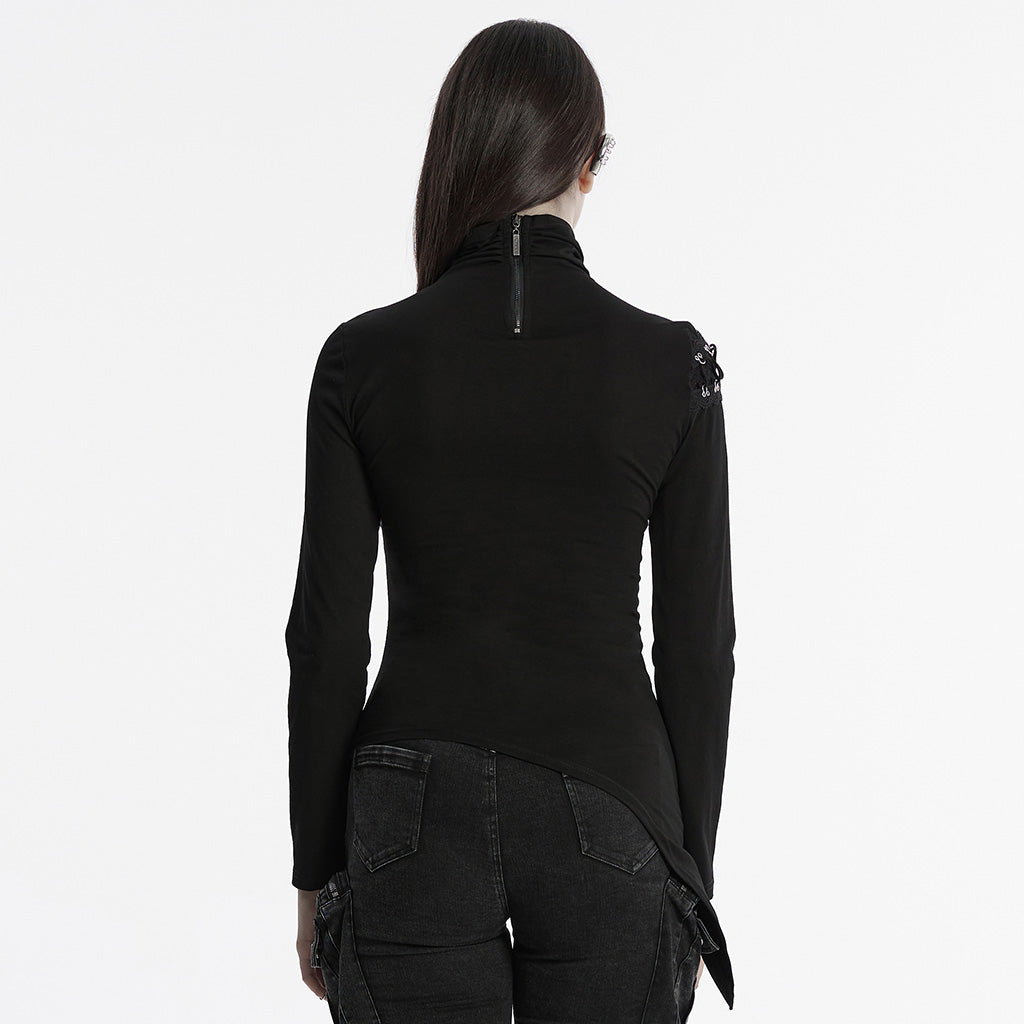 OT-952TCF Edgy Asymmetrical Cutout Rivet Punk T-Shirts Fashion