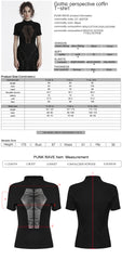 OT-955TDF Gothic T-Shirts Black Mesh Panel Lace-Up Design