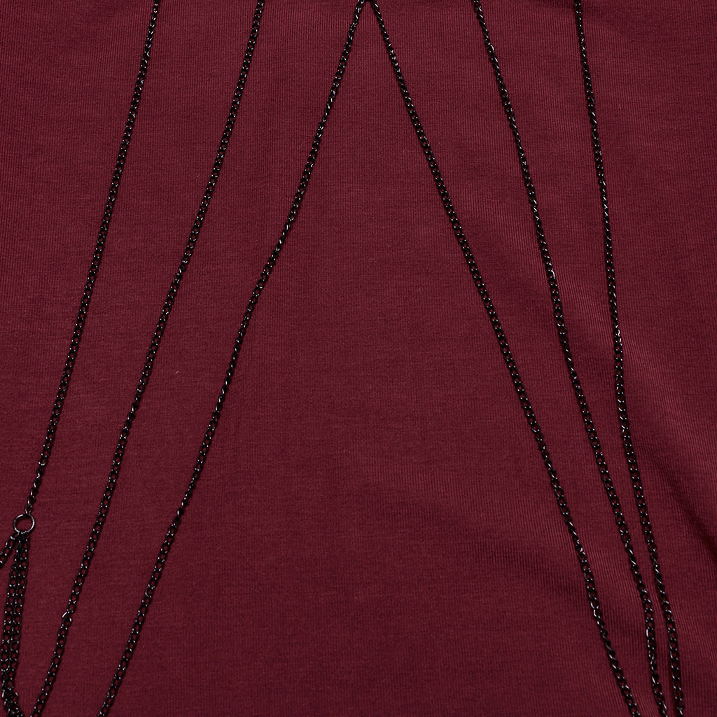 OT-980TCF Edgy Gothic T-Shirt with Chains and Sheer Bat Design