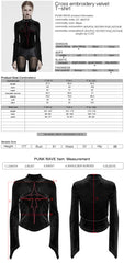 OT-983TCF Gothic T-Shirts Black Velvet Top Red Symbolic Design