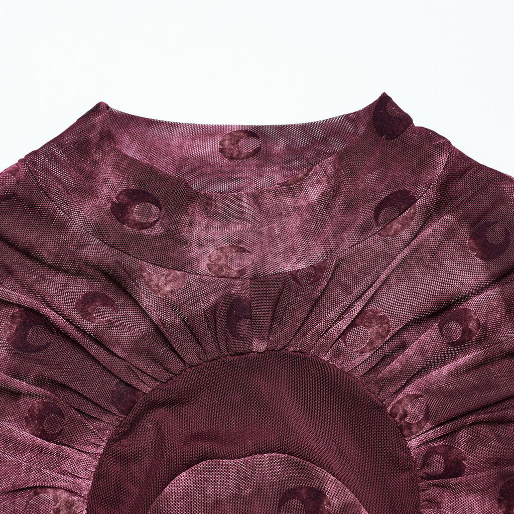OT-993DQF Velvet Gothic T-Shirt Moon Cutout Design Long Sleeve Black