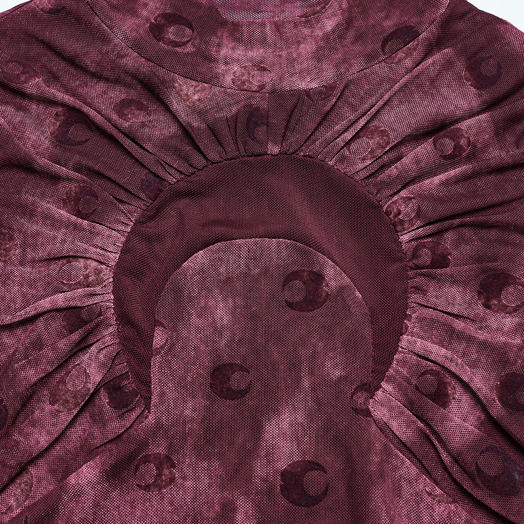 OT-993DQF Velvet Gothic T-Shirt Moon Cutout Design Long Sleeve Black