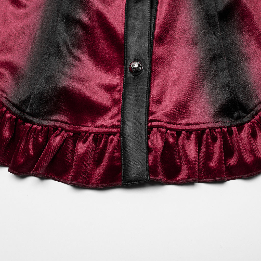OY-1697DQF Velvet Gothic Shirts Vintage Collar Button Long Sleeve Top
