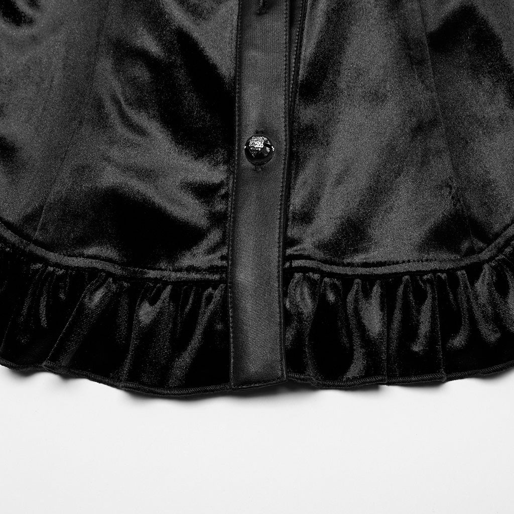 OY-1697DQF Velvet Gothic Shirts Vintage Collar Button Long Sleeve Top