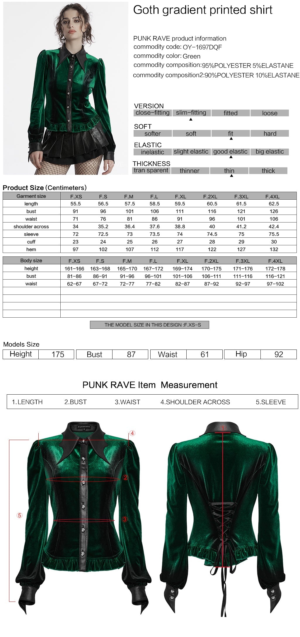 OY-1697DQF Velvet Gothic Shirts Vintage Collar Button Long Sleeve Top