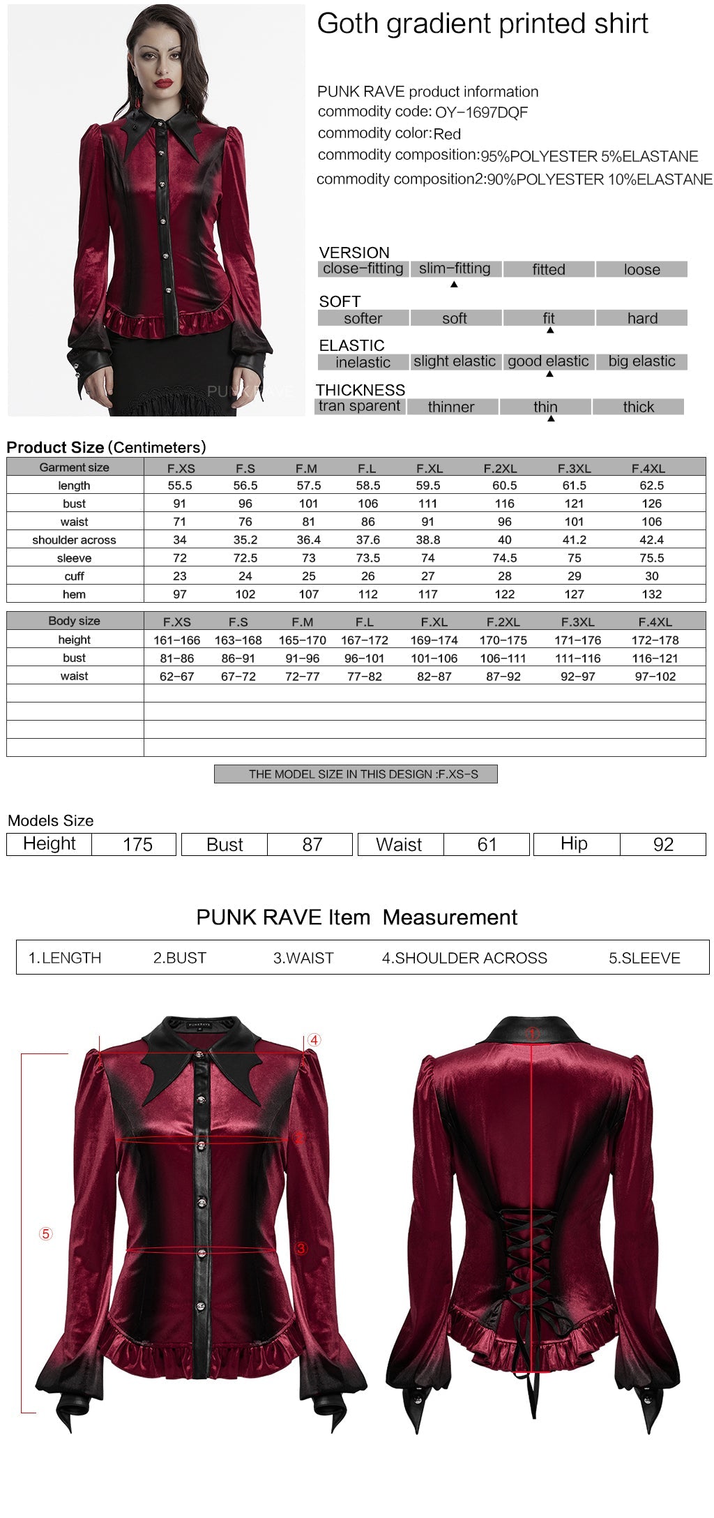 OY-1697DQF Velvet Gothic Shirts Vintage Collar Button Long Sleeve Top