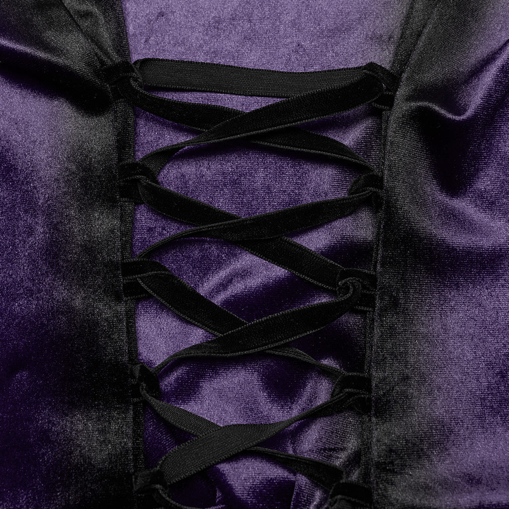 OY-1697DQF Velvet Gothic Shirts Vintage Collar Button Long Sleeve Top