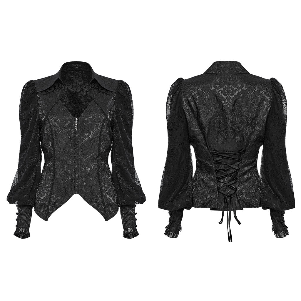 OY-1705CCF Victorian Inspired Gothic Jacket with Intricate Lace Details