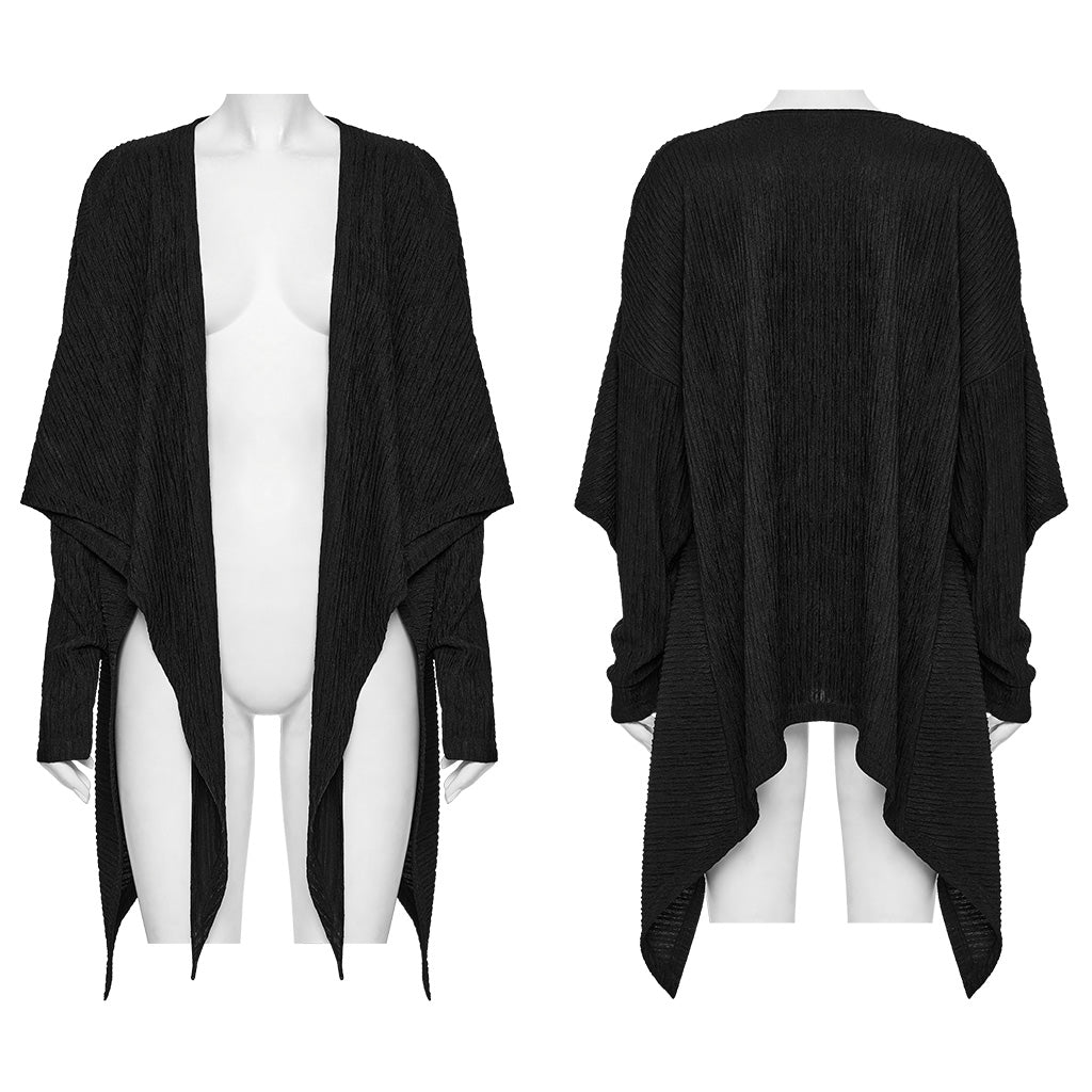 OY-1707ZDF Edgy Draped Black Punk Jackets with Textured Design
