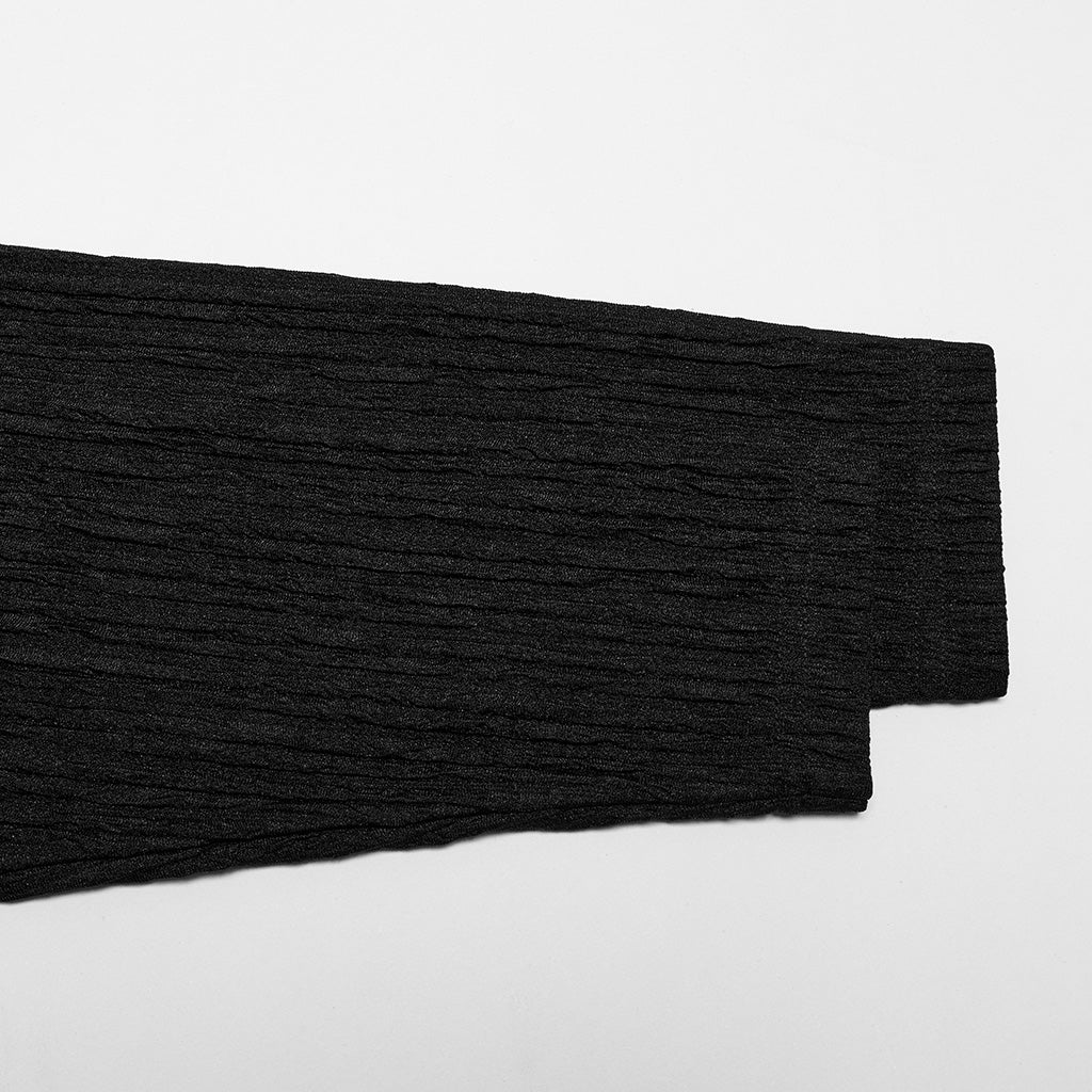 OY-1707ZDF Edgy Draped Black Punk Jackets with Textured Design