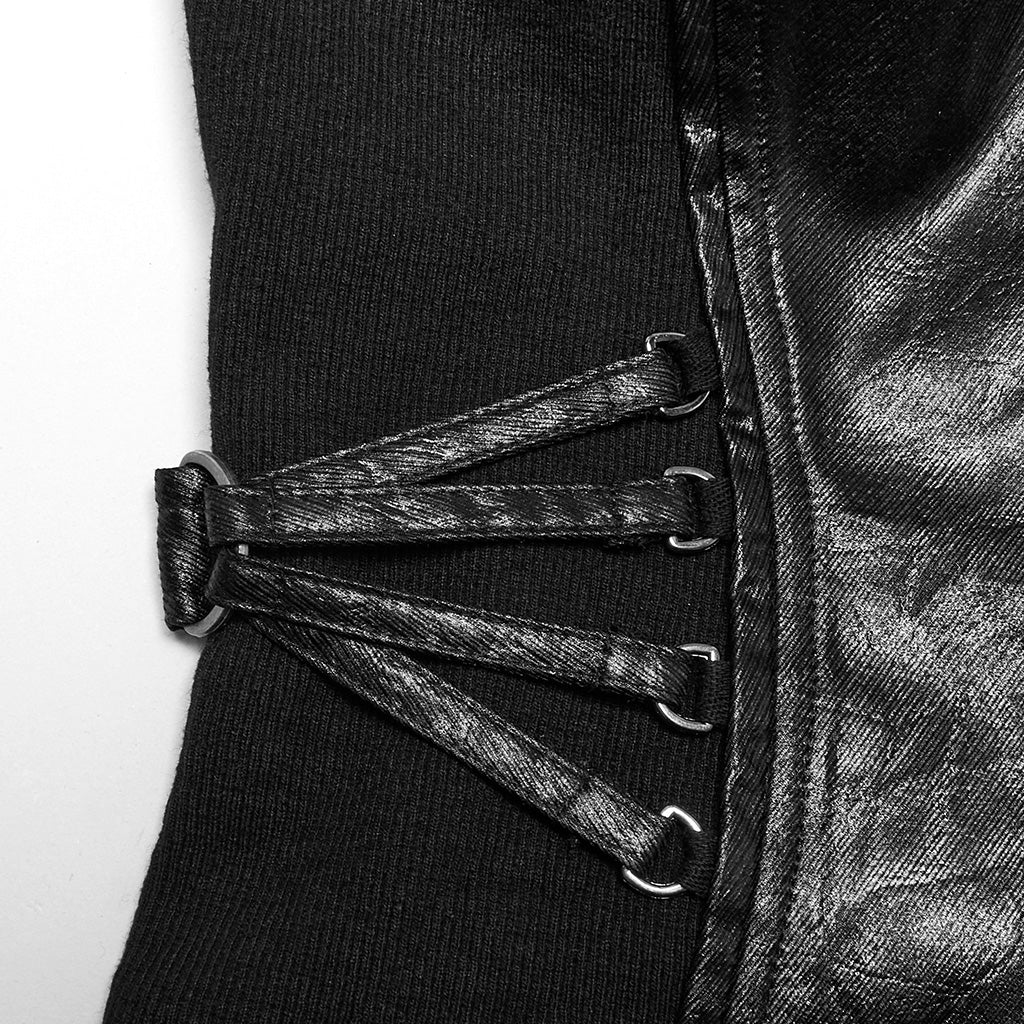 OY-1709MJF Gothic Punk Vest with Buckle Straps Zipper Leather Look