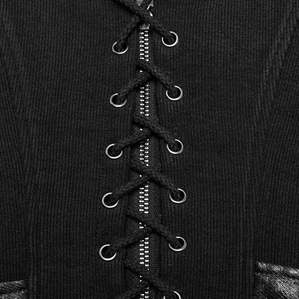 OY-1709MJF Gothic Punk Vest with Buckle Straps Zipper Leather Look