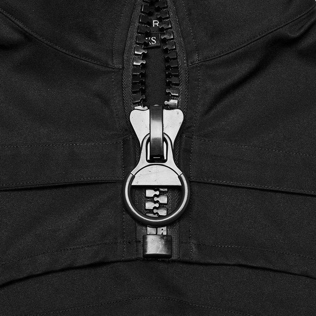 OY-1716XDF Edgy Crop Punk Jackets with High Collar and Buckle Detail