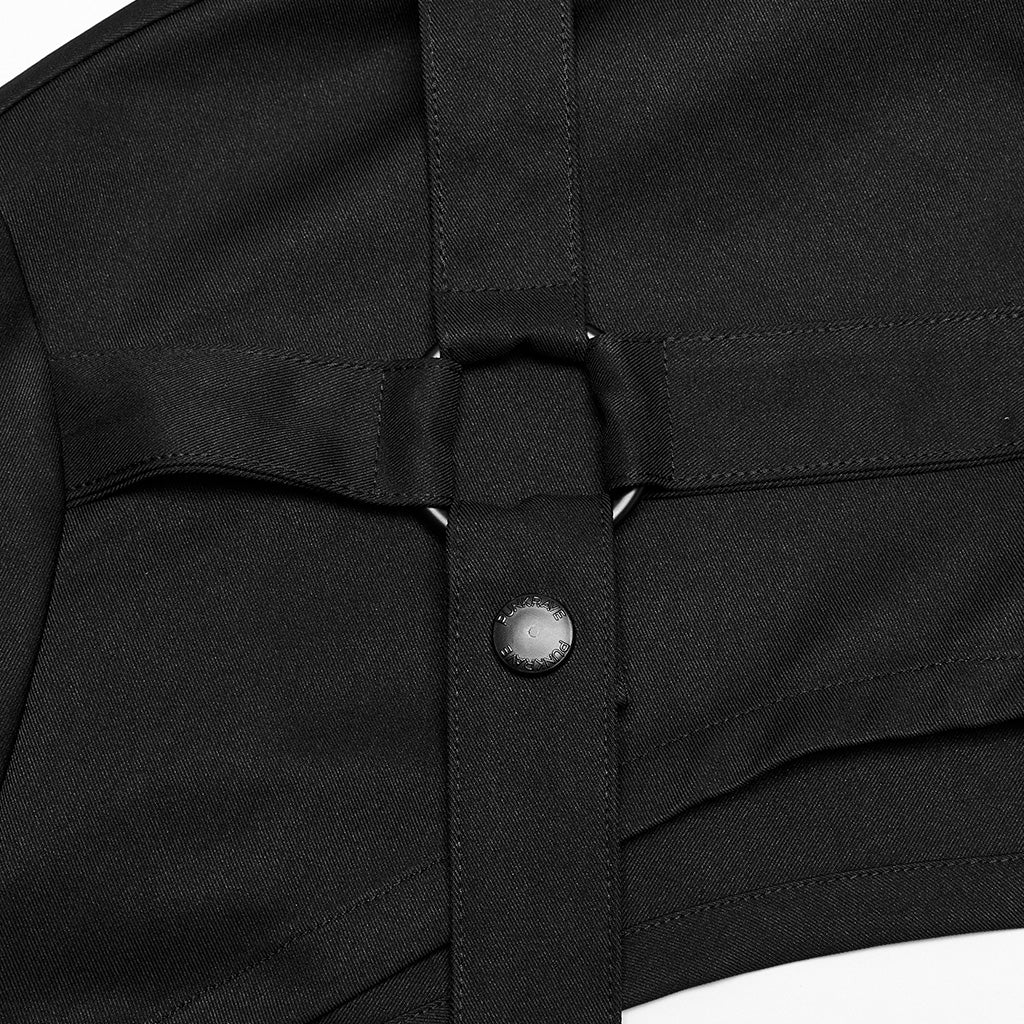 OY-1716XDF Edgy Crop Punk Jackets with High Collar and Buckle Detail