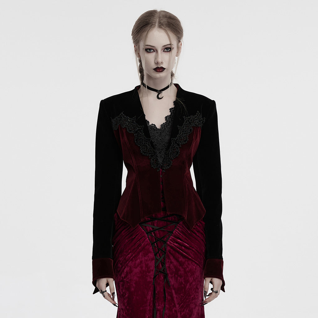 OY-1728DQF Elegant Velvet Lace Trim Gothic Jacket Victorian Style