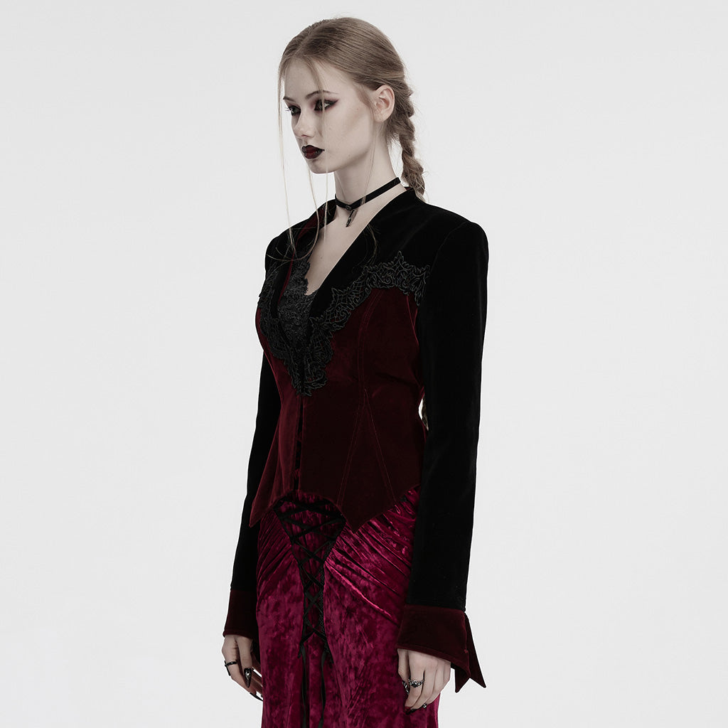 OY-1728DQF Elegant Velvet Lace Trim Gothic Jacket Victorian Style