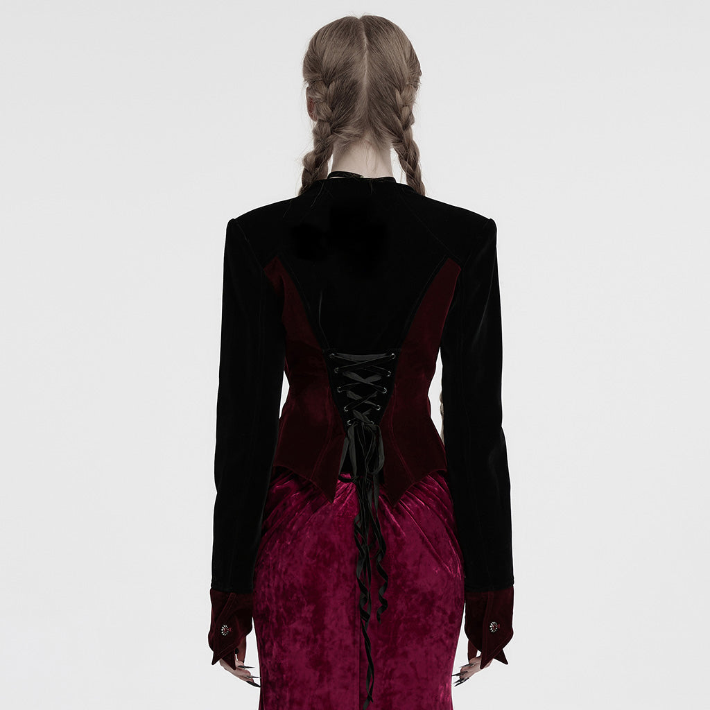 OY-1728DQF Elegant Velvet Lace Trim Gothic Jacket Victorian Style