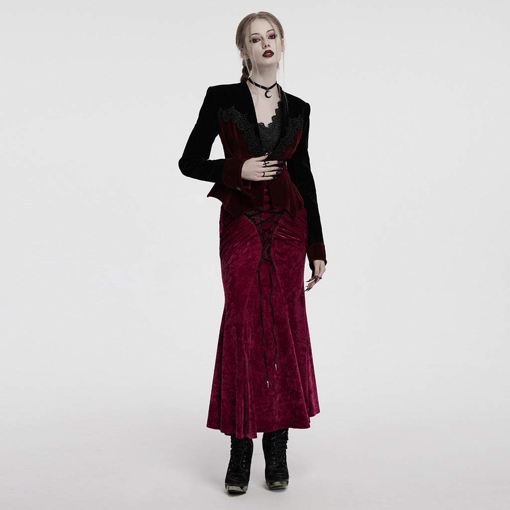 OY-1728DQF Elegant Velvet Lace Trim Gothic Jacket Victorian Style
