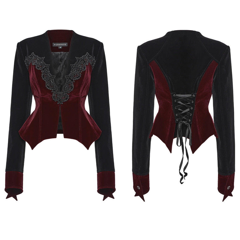 OY-1728DQF Elegant Velvet Lace Trim Gothic Jacket Victorian Style