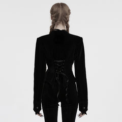 OY-1728XCF Gothic Jacket Velvet Lace Trim Fitted Long Sleeve Blazer