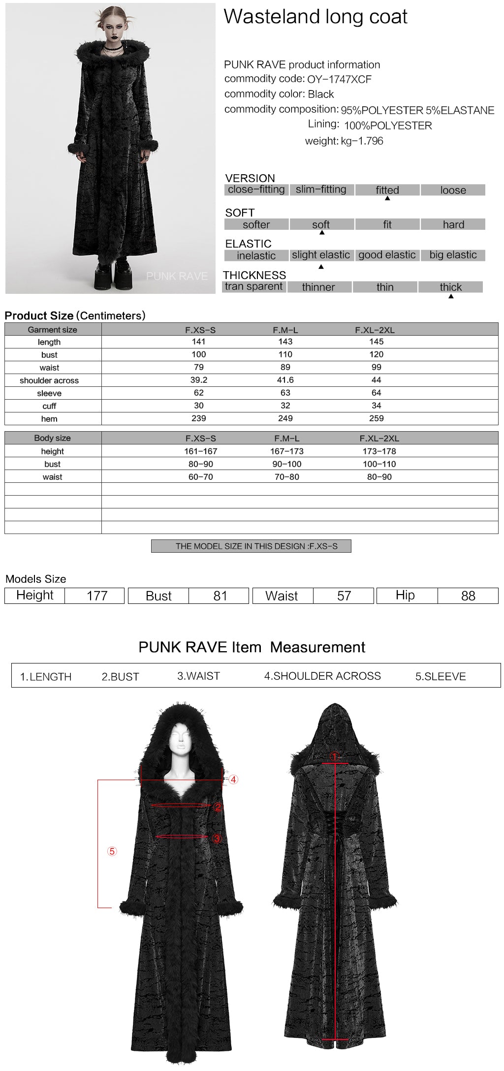 OY-1747XCF Velvet Gothic Coat Long Furry Trim Dramatic Dark Style Luxurious Velvet Gothic Coat with Dramatic Fur Accents Gothic Coat Furry Trim Velvet Longline Dramatic Dark Fashion