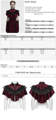 OY-1750DPF Gothic Accessories Velvet Lace Ruffled Capelet Collar Scarf