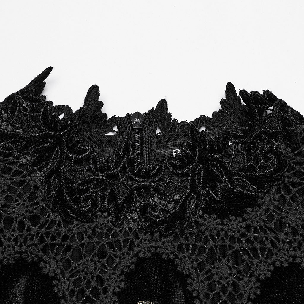 OY-1752CCF Dark Velvet Lace Gothic Shirts Vintage Style Womenswear