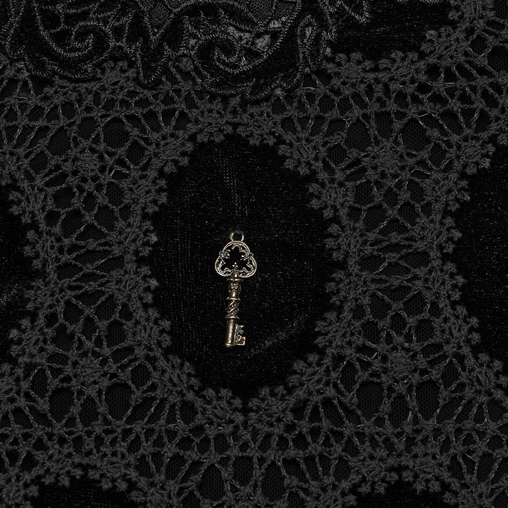 OY-1752CCF Dark Velvet Lace Gothic Shirts Vintage Style Womenswear