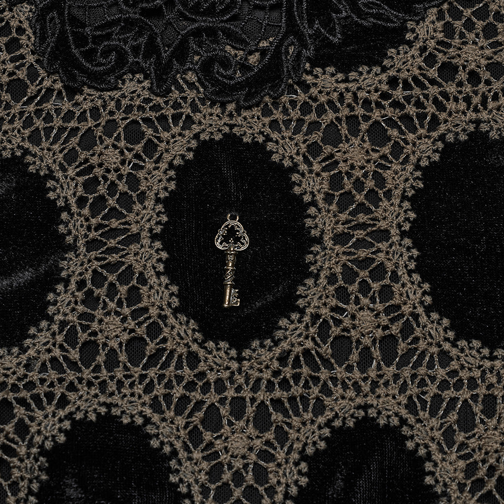OY-1752CCF Dark Velvet Lace Gothic Shirts Vintage Style Womenswear